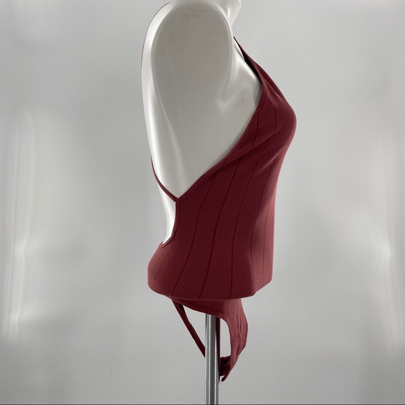 Free People NWT Bridget Square Neck Halter Top Bodysuit Wine Intimately Free New - Picture 5 of 7